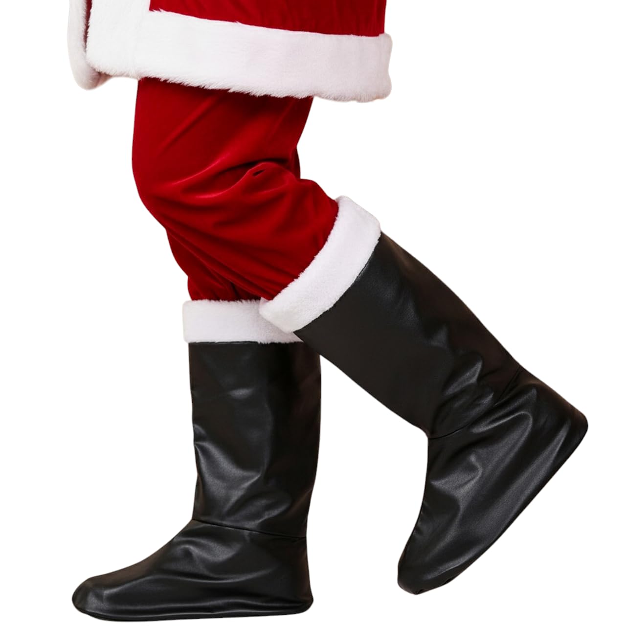 SHATCHI Santa Christmas Fancy Dress Boot Covers with Fur Trim 1