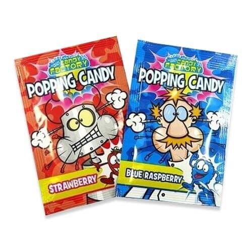 Crazy Candy Factory Popping Candy - Strawberry & Blue Raspberry Flavour | 50 Pack | 7g Sachets