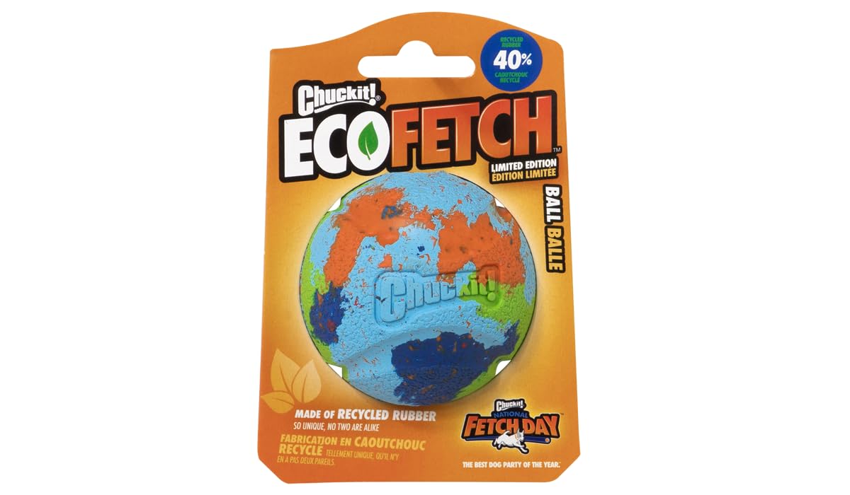 Chuckit! Eco Dog Ball - Durable Recycled Rubber Fetch Toy | Medium Size | Water Resistant