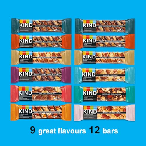 KIND Core Variety Pack - Gluten Free, High Fibre, No Artificial Flavours, 12 Bars