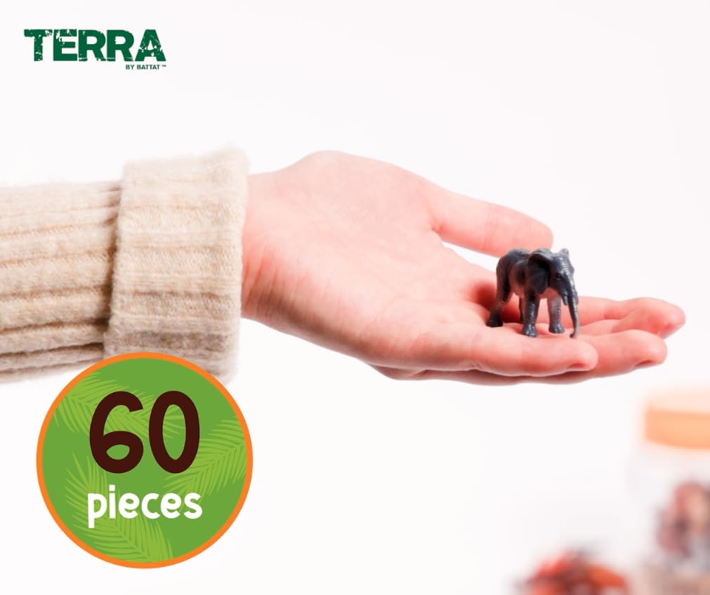 Terra by Battat - 60 Piece Wild Creatures Tube Miniature Animal Figurines | Ages 3+ 4