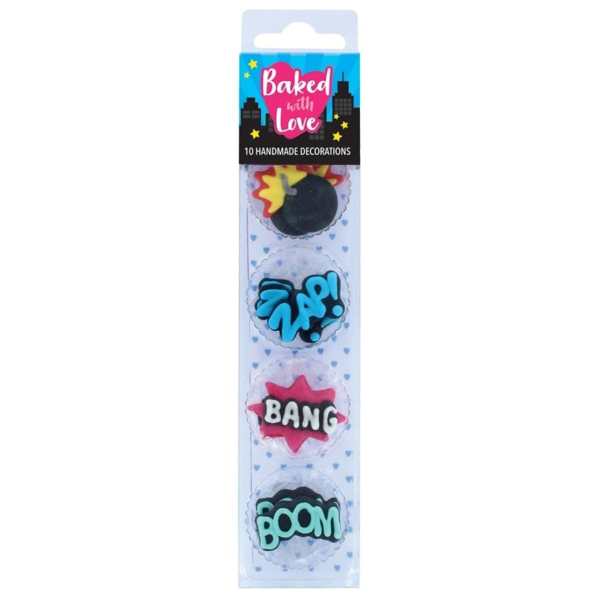 Baked with Love Superhero Sugar Cupcake Toppers - 10 Piece Set | Handmade Royal Icing | 25mm 1