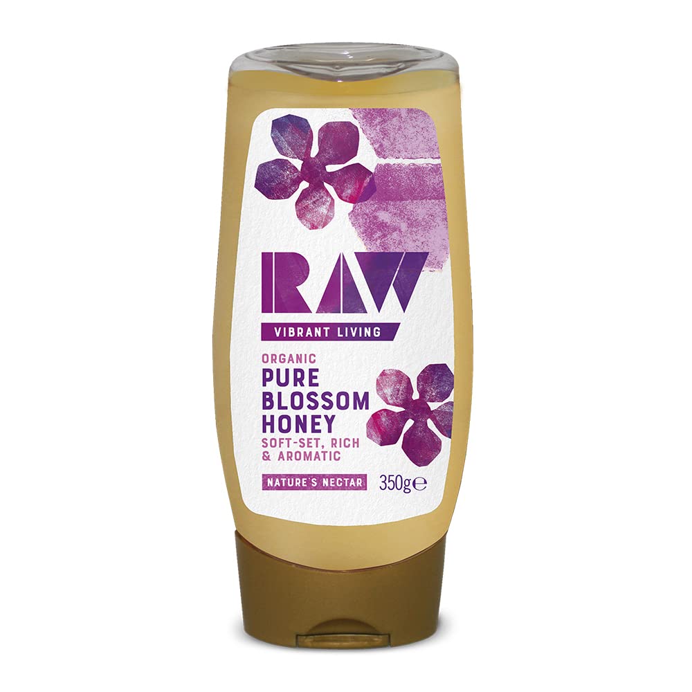 Raw Vibrant Living Organic Pure Blossom Honey - Soft-Set, Cold Pressed, 350g 1