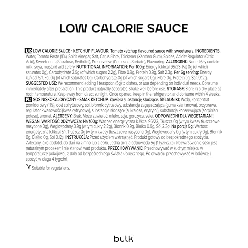 Bulk Low Calorie Tomato Ketchup Sauce, 425g, Low Sugar, Fat-Free, 1 kcal per Serving 3