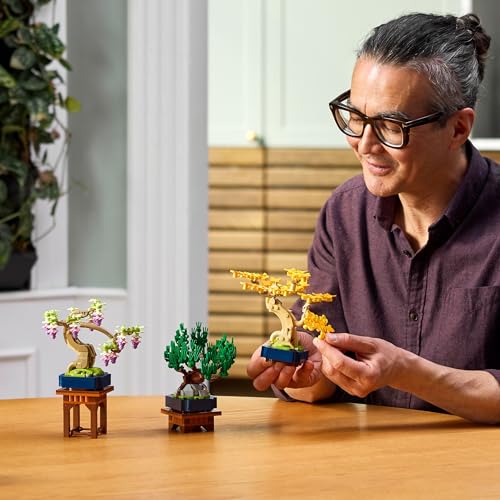 LEGO Botanicals Mini Bonsai Trees - Ginkgo, Black Pine & Wisteria - 709 Piece Building Set for Adults 9