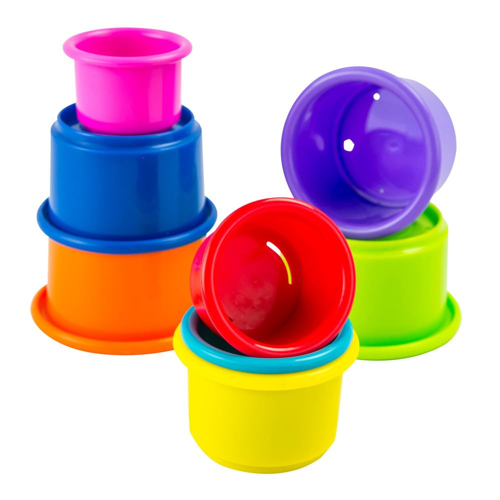 Lamaze Pile and Play Stacking Cups - 8-Piece Colorful Nesting Toy Set with Numbers for Counting 1