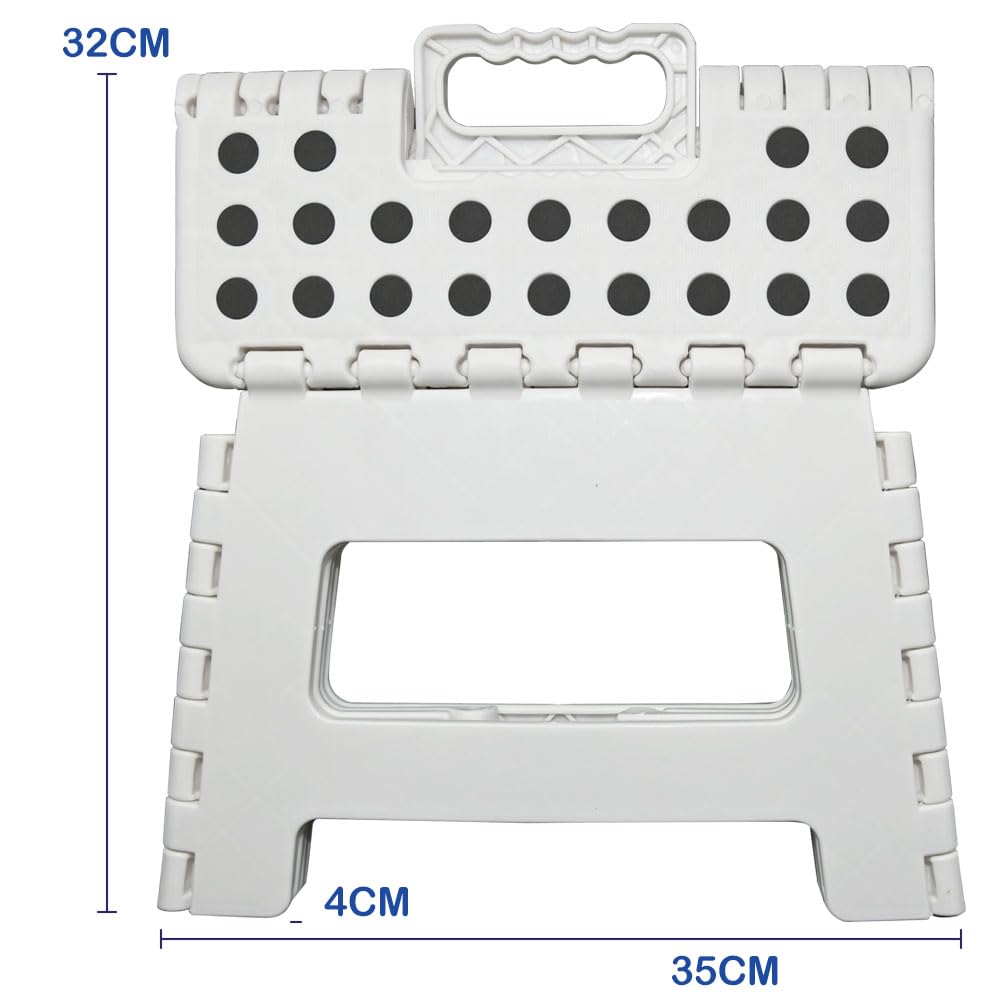 Armo Home Folding Step Stool - 40cm Height | 150kg Capacity | White Metal 3