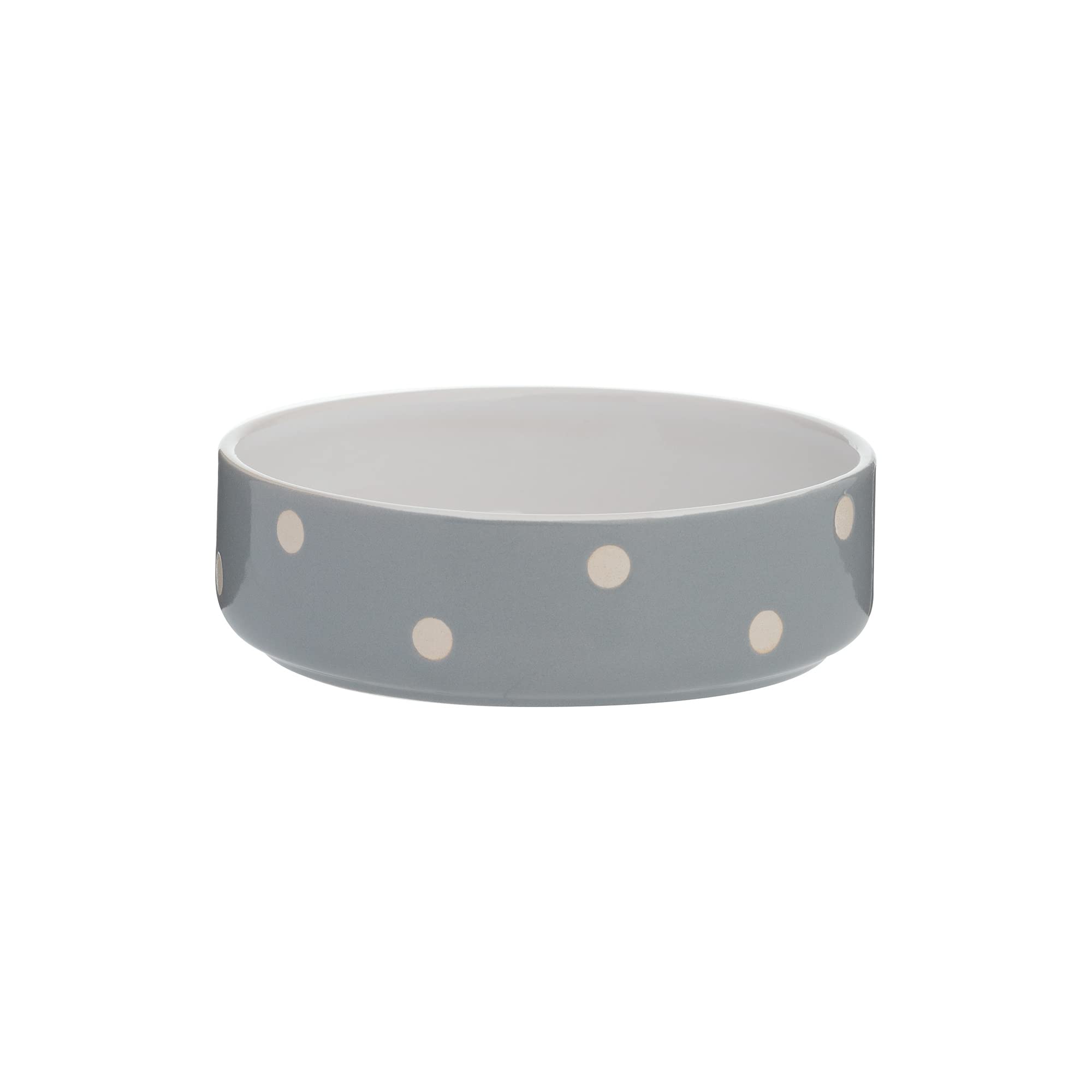 Mason Cash Polka Dot Pet Bowl - Grey, 13 cm | Dishwasher Safe | For Wet/Dry Food & Water 1