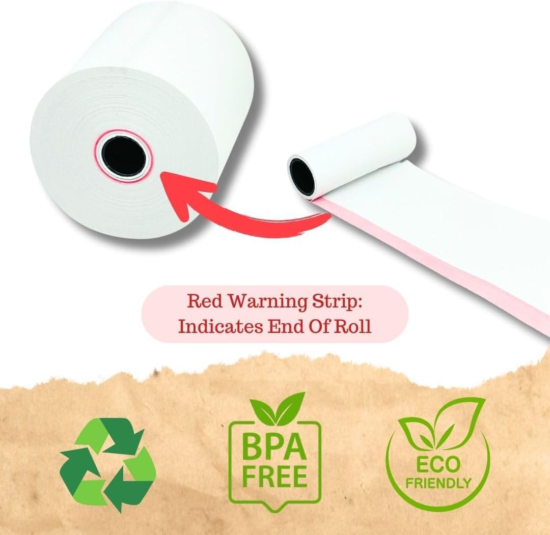 Double Dragon Premium Thermal Paper Till Rolls - 57x57mm, Box of 20 Rolls | BPA-Free