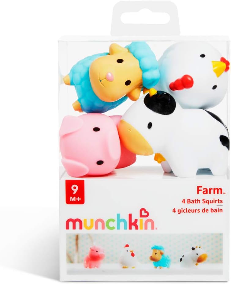 Munchkin Floating Farm Animal Bath Squirt Toys - 4 Pack for Babies & Toddlers