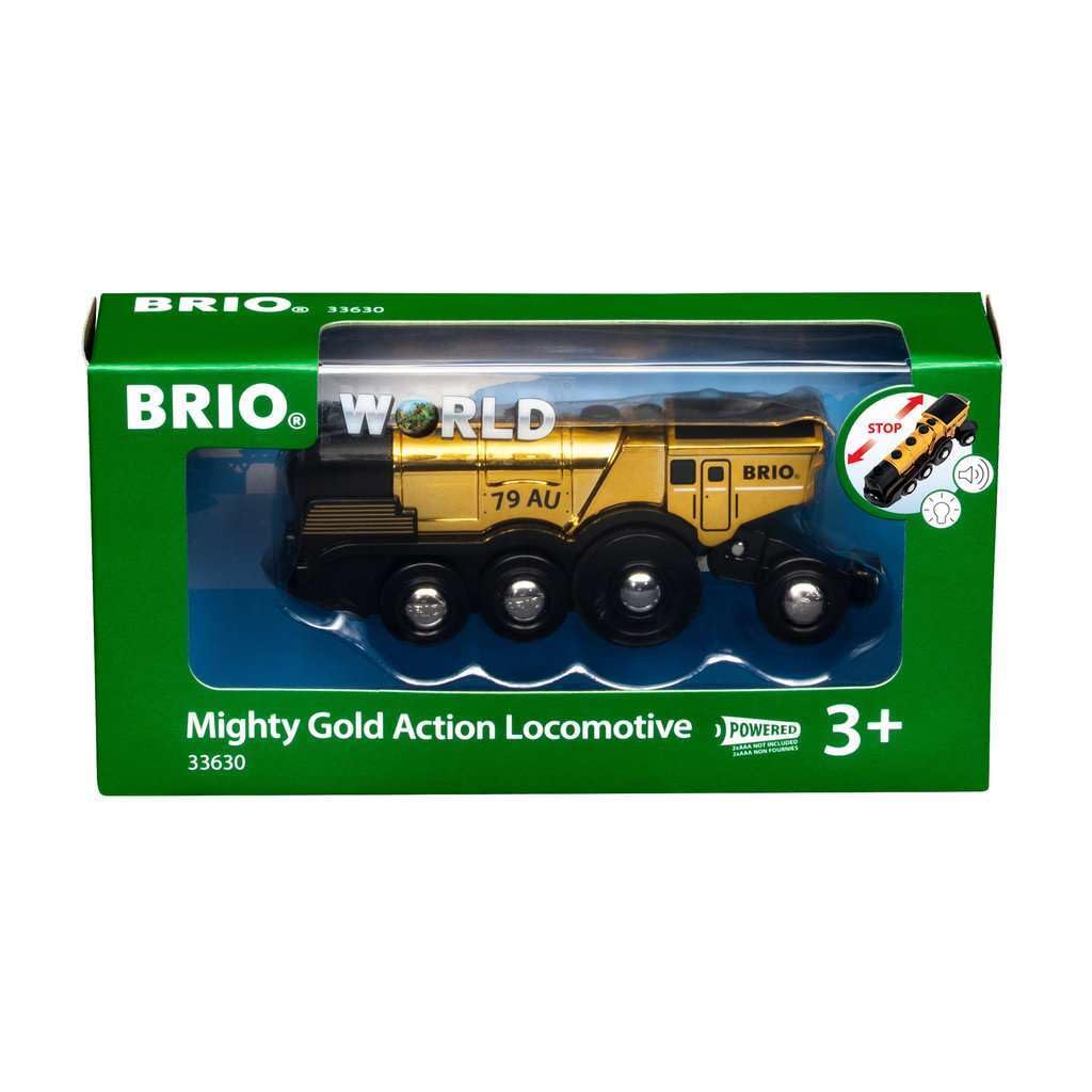 BRIO Mighty Gold Action Locomotive Battery-Powered Wooden Toy Train for Kids - BRIO World Add-On 1