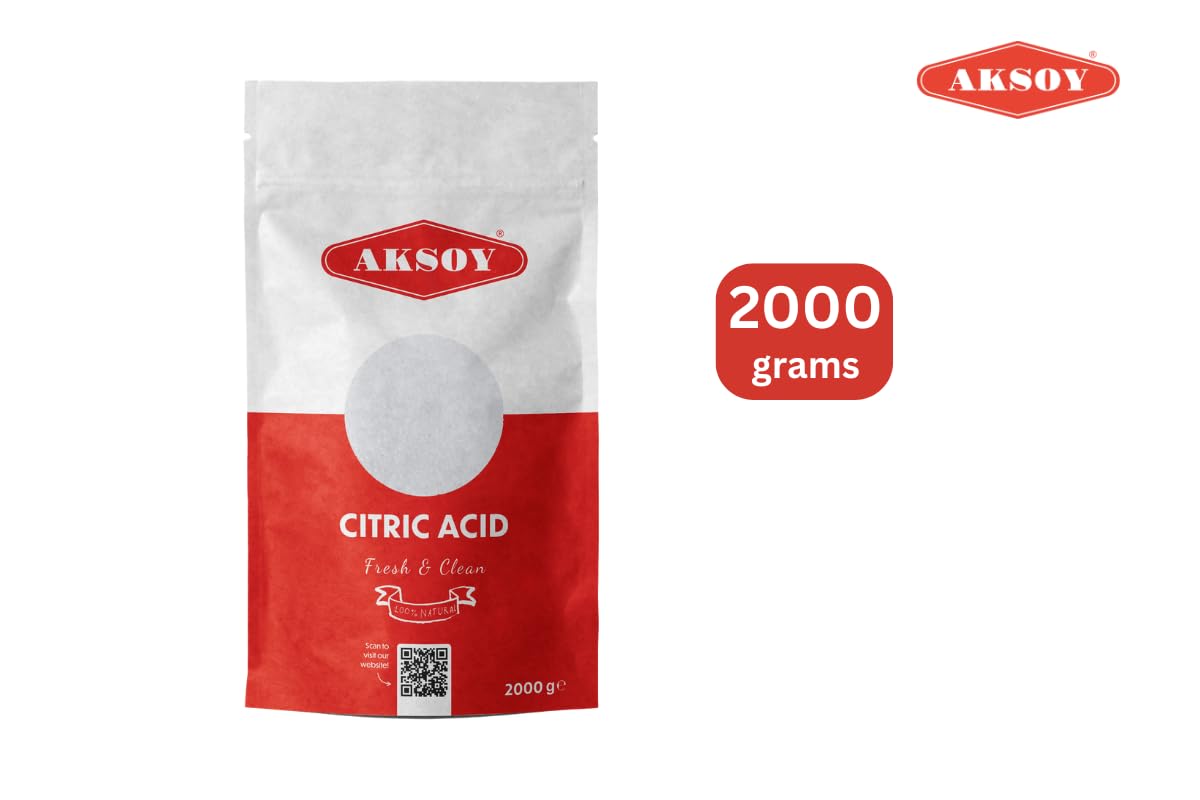 AKSOY Food Grade Citric Acid - Non-GMO De-Scaler & Cleaner | 2 kg Granule 9