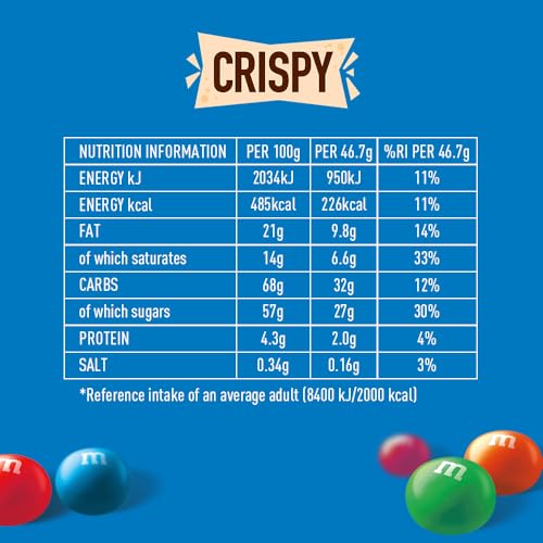 M&M's Crispy Chocolate Pouch 374g - Family Size Snack Pack