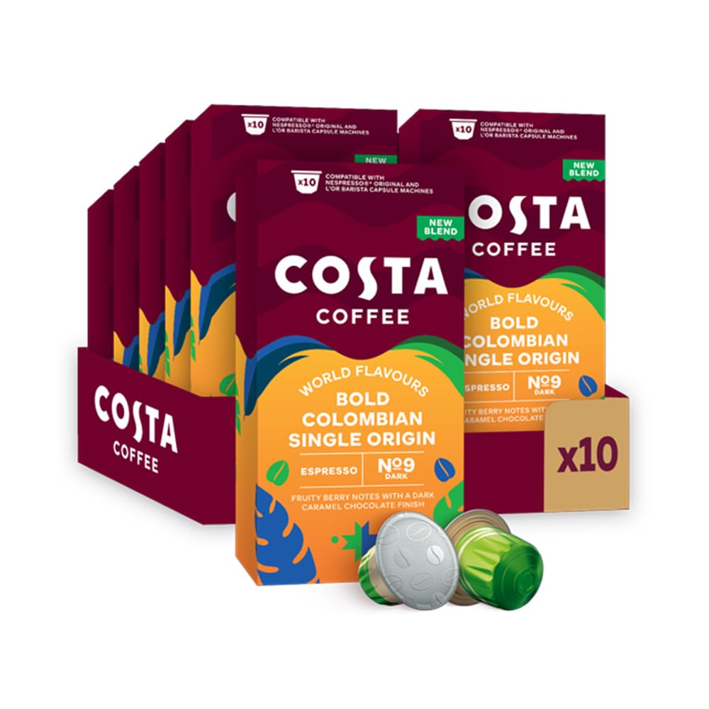 L'OR Costa Bold Colombian Single Origin Coffee Pods - Intense Roast | 10 Count Aluminium Capsules