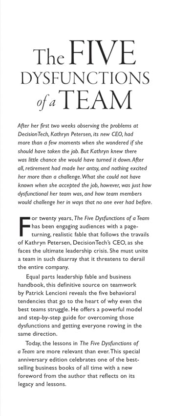 Wiley The Five Dysfunctions of a Team: A Leadership Fable (J–B Lencioni Series) Hardcover