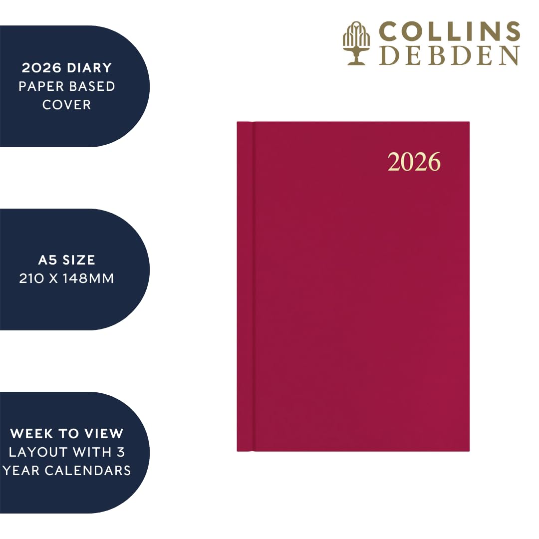 Collins Essential 2026 12 Month Calendar Year Planner - A5 Week-To-View | Yellow Hard Cover 4