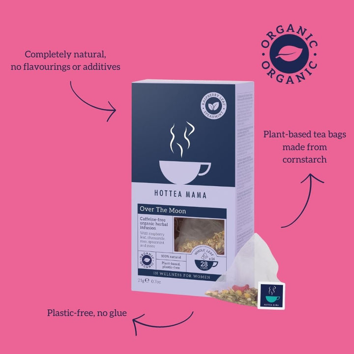 HOTTEA MAMA Over The Moon Organic Period Support Herbal Tea - Cramp Relief & Hormone Balance