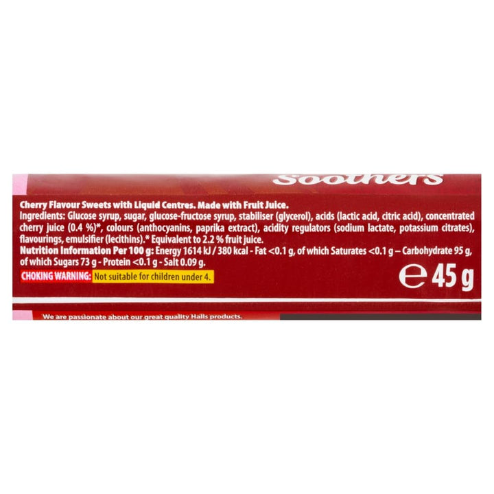 Halls Soothers Cherry Flavour Lozenges with Real Fruit Juice - Pack of 20