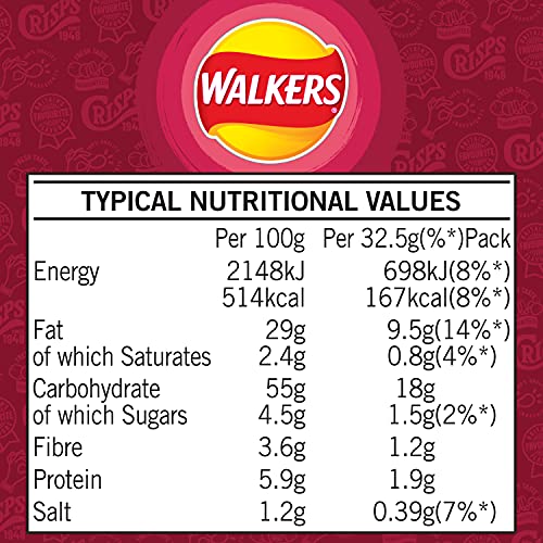 Walkers Smoky Bacon Crisps 32.5g (Case of 32)