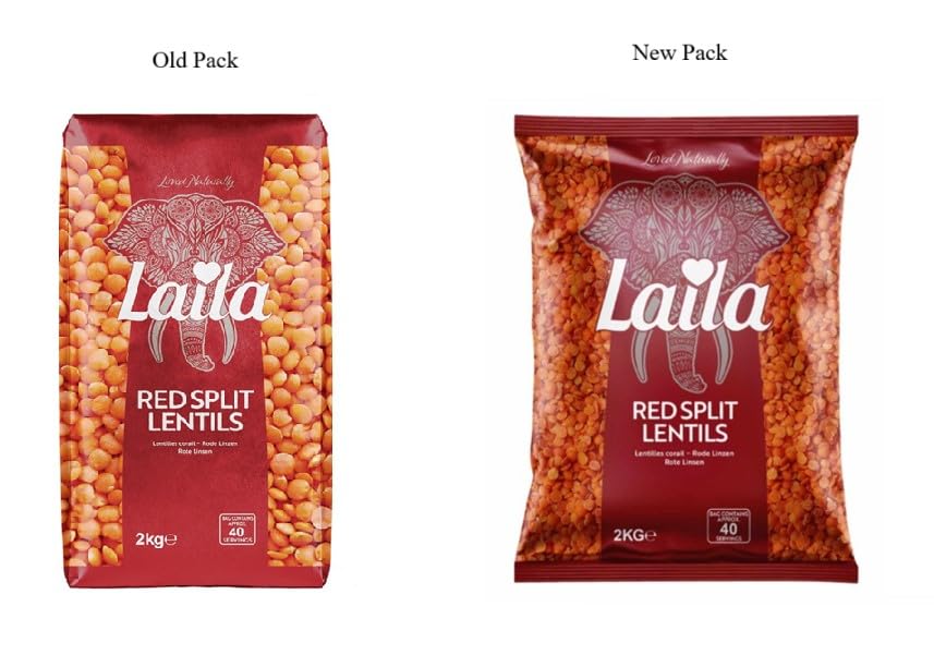 LAILA Red Split Lentils - 2kg Pack | Rich in B Vitamins & Fibre | Cooks in 15-20 Mins 3