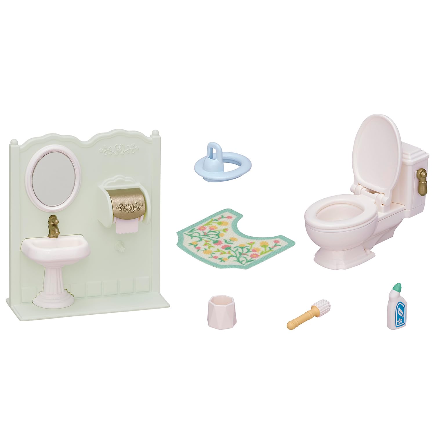 Sylvanian Families Toilet Set 5740 Dollhouse Playset | Includes 7 Pieces | Ages 3+ 7