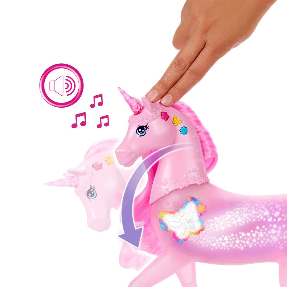 Barbie Sparkle Lights Toy Unicorn - Interactive Light & Sound Play for Kids 3+ 6