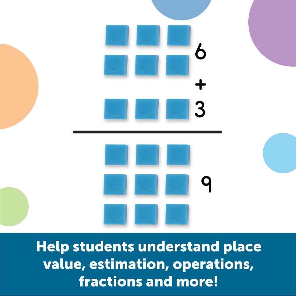Learning Resources Grooved Plastic Base 10 Units - Set of 100, 1cm Cubes for Math Learning 7