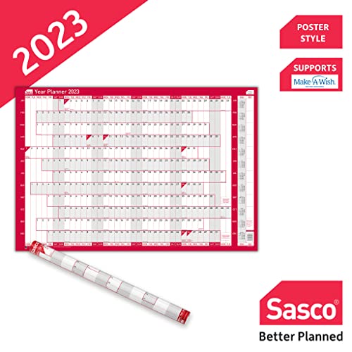 Sasco - 2023 Compact Year Wall Planner Landscape with Wet Wipe Pen & Sticker Pack Wall Calendar 4