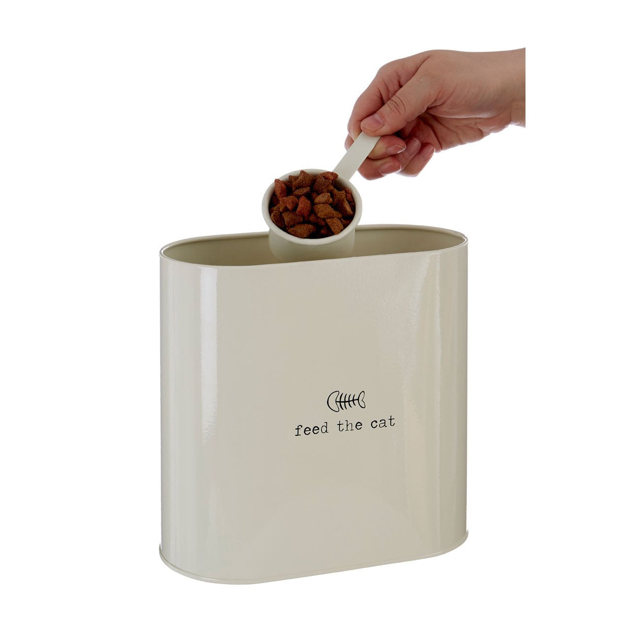Premier Housewares Adore Pets Food Storage Bin - 2.8L Capacity | Galvanised Steel | Cream 9