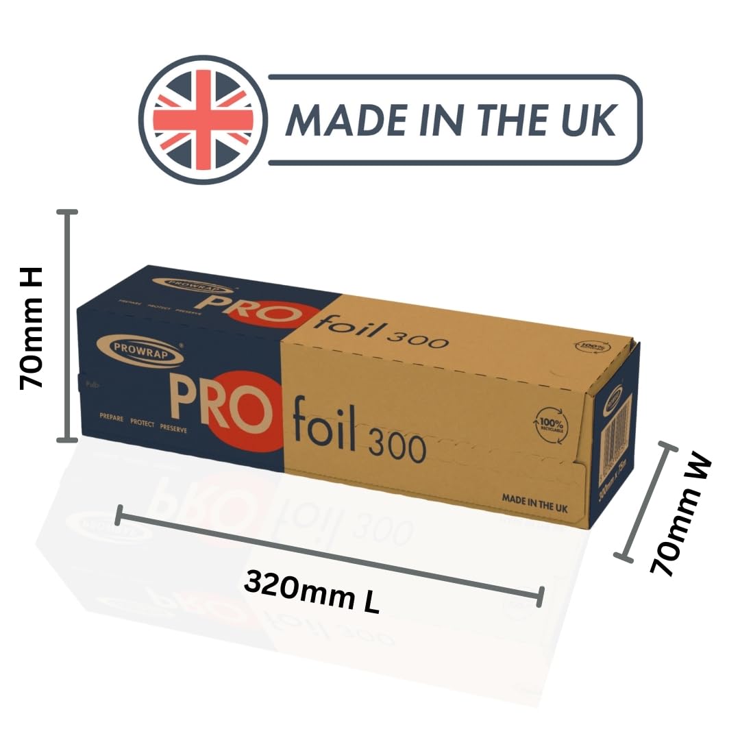 PROWRAP AX030 Aluminium Catering Foil - 300mm x 75m Roll | Pre-Cut Sheets 2