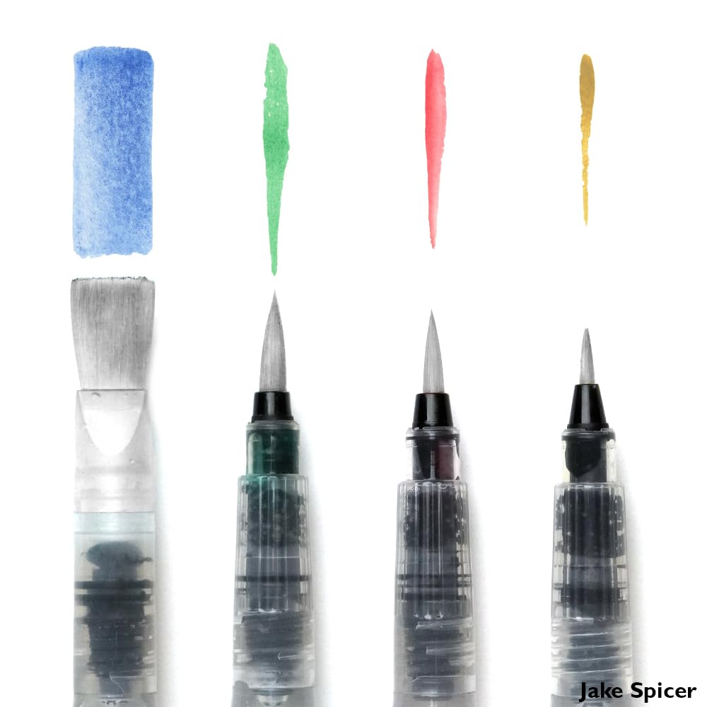 Derwent Push Button Waterbrush Set - 4 Assorted Tips | Portable & Leak Proof | Nylon Fibre 3
