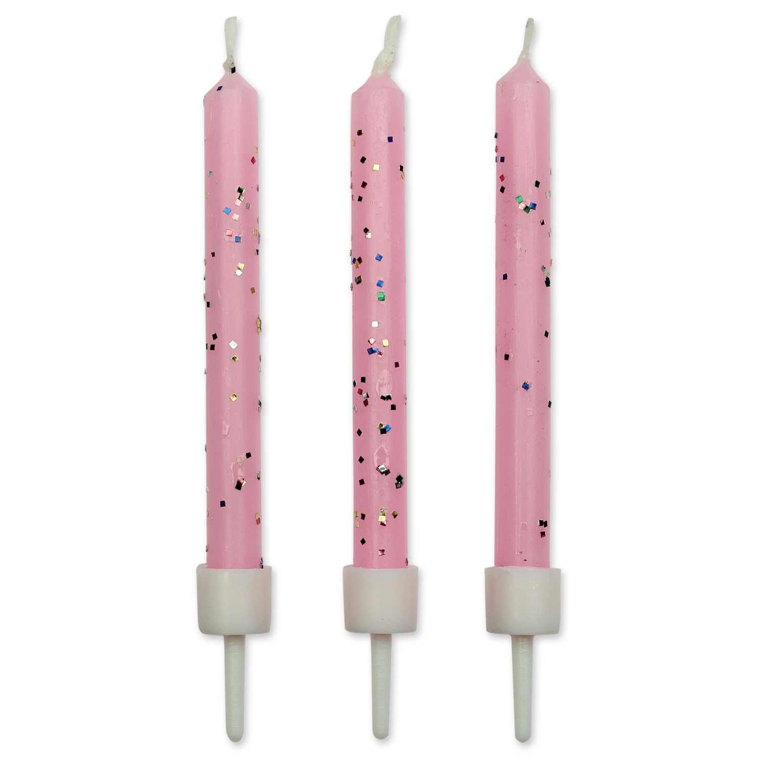 PME Pink Glitter Candles - 10 Pack | 6.2 cm Height | Unscented | Modern Style 1