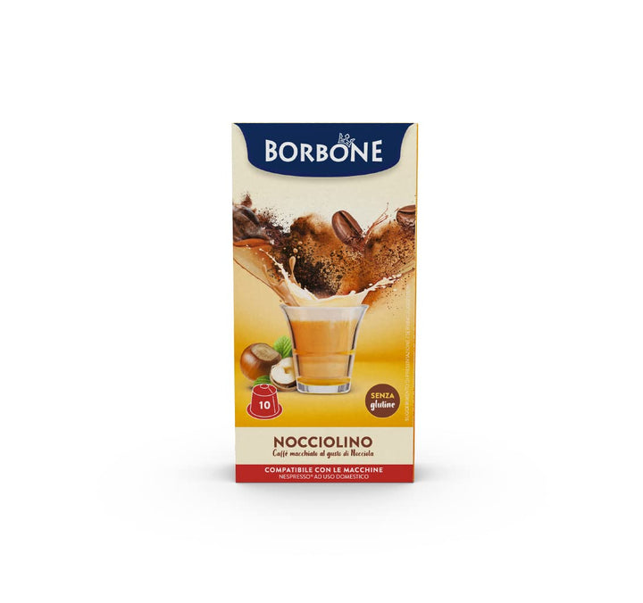 Caffè Borbone Nocciolino - Hazelnut Flavored Cappuccino - 60 Capsules (6 Packs of 10) - Compatible with Nespresso® Domestic Machines