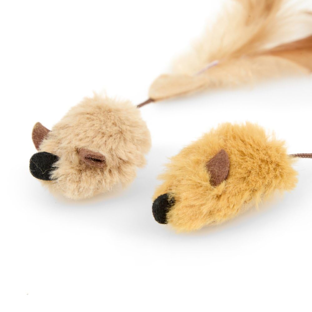 Petface Feather Tail Mice Cat Toys - Pack of 2 | Catnip Scented | Lightweight 3