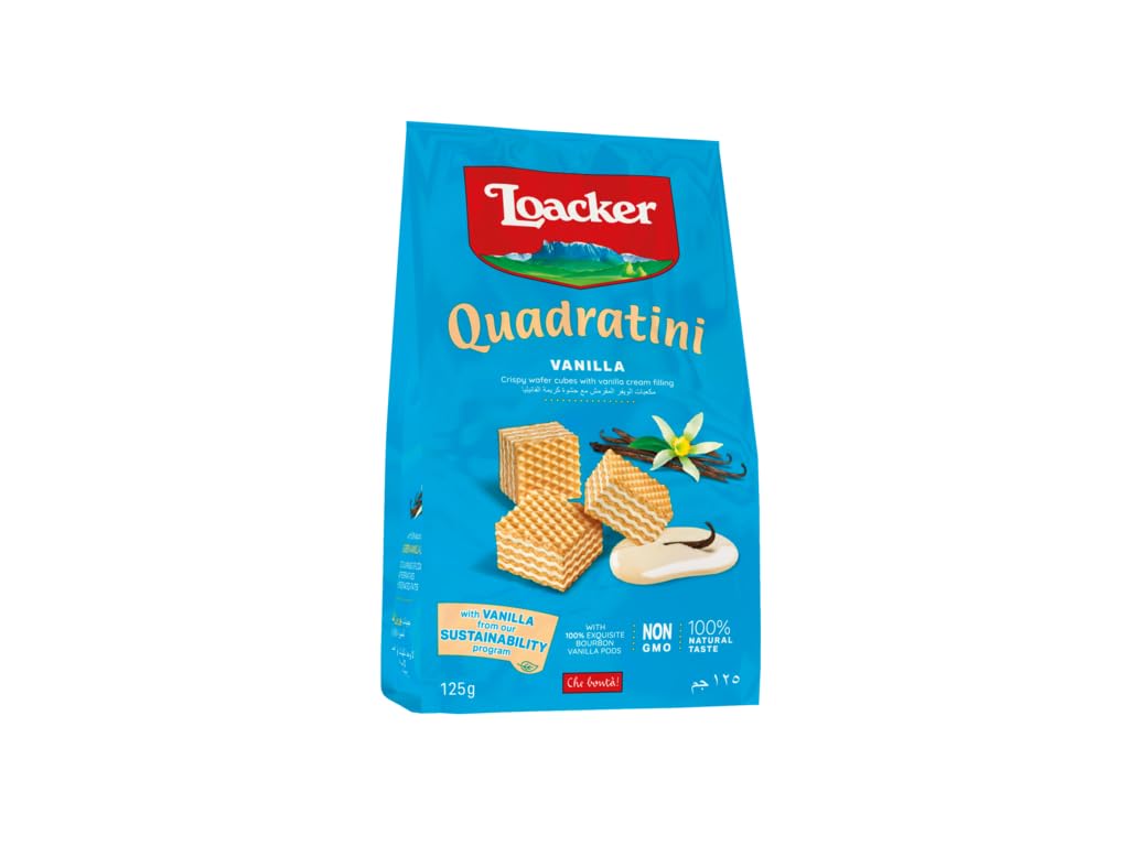 Loacker Vanilla Quadratini Wafers - Delicate Vanilla Cream Filling | 125g