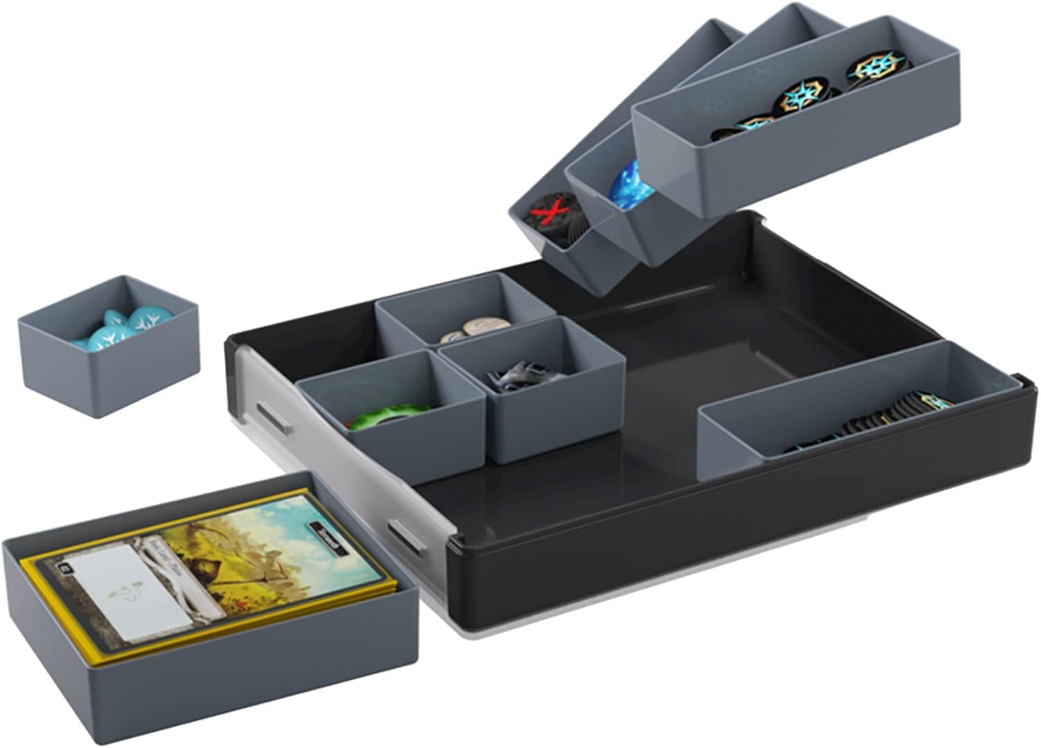 Gamegenic Token Silo Storage Box - Solid Black | Modular & Stackable | Includes 9 Trays 3