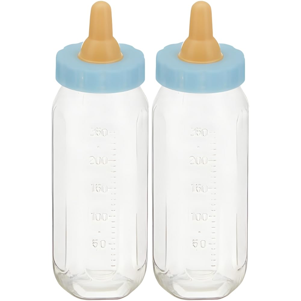 Unique Fillable Blue Baby Bottles - 2 Pack, 12cm Keepsakes for Baby Showers | Plastic