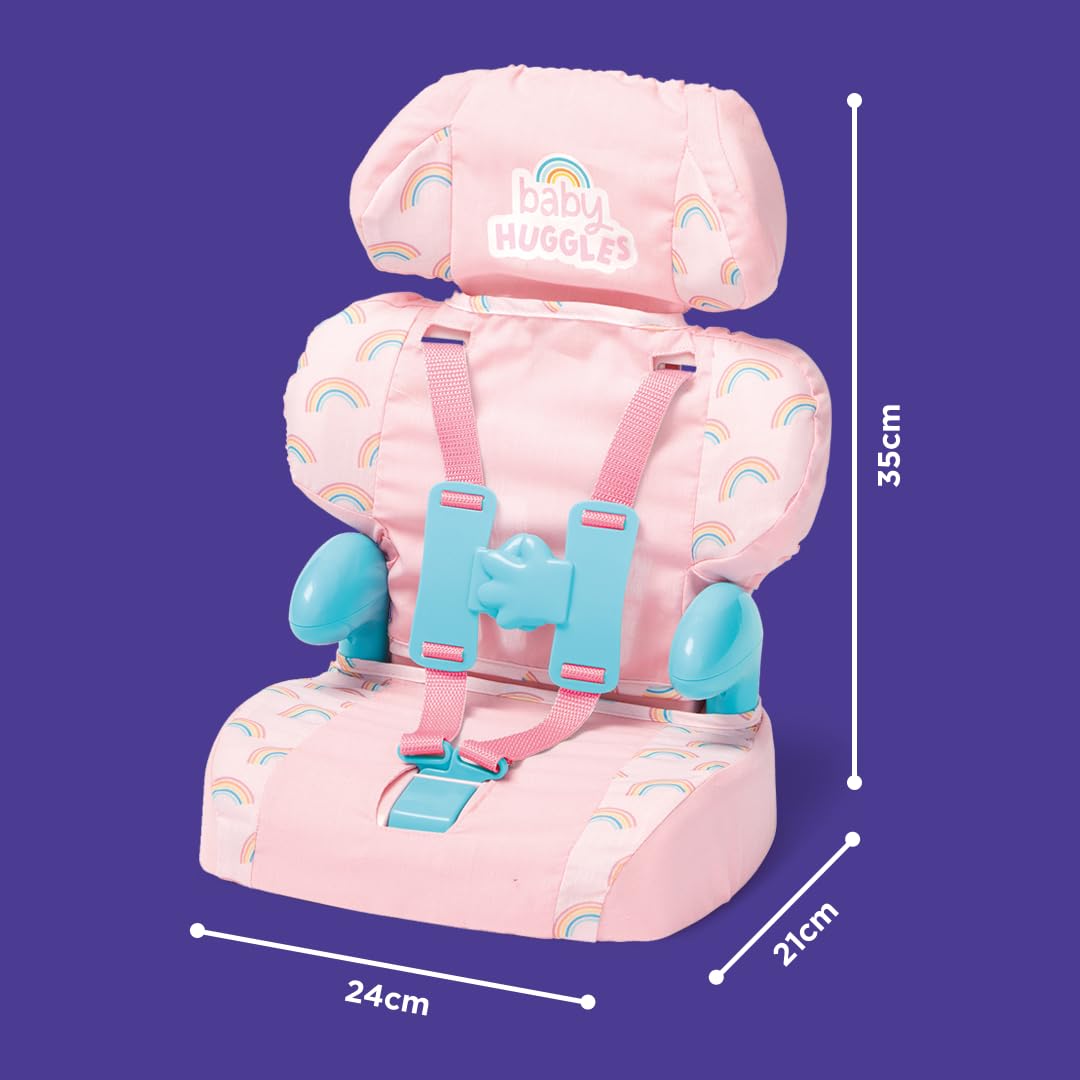 Casdon Baby Huggles Car Booster Seat - Pink Doll Playset for Ages 3+ 2