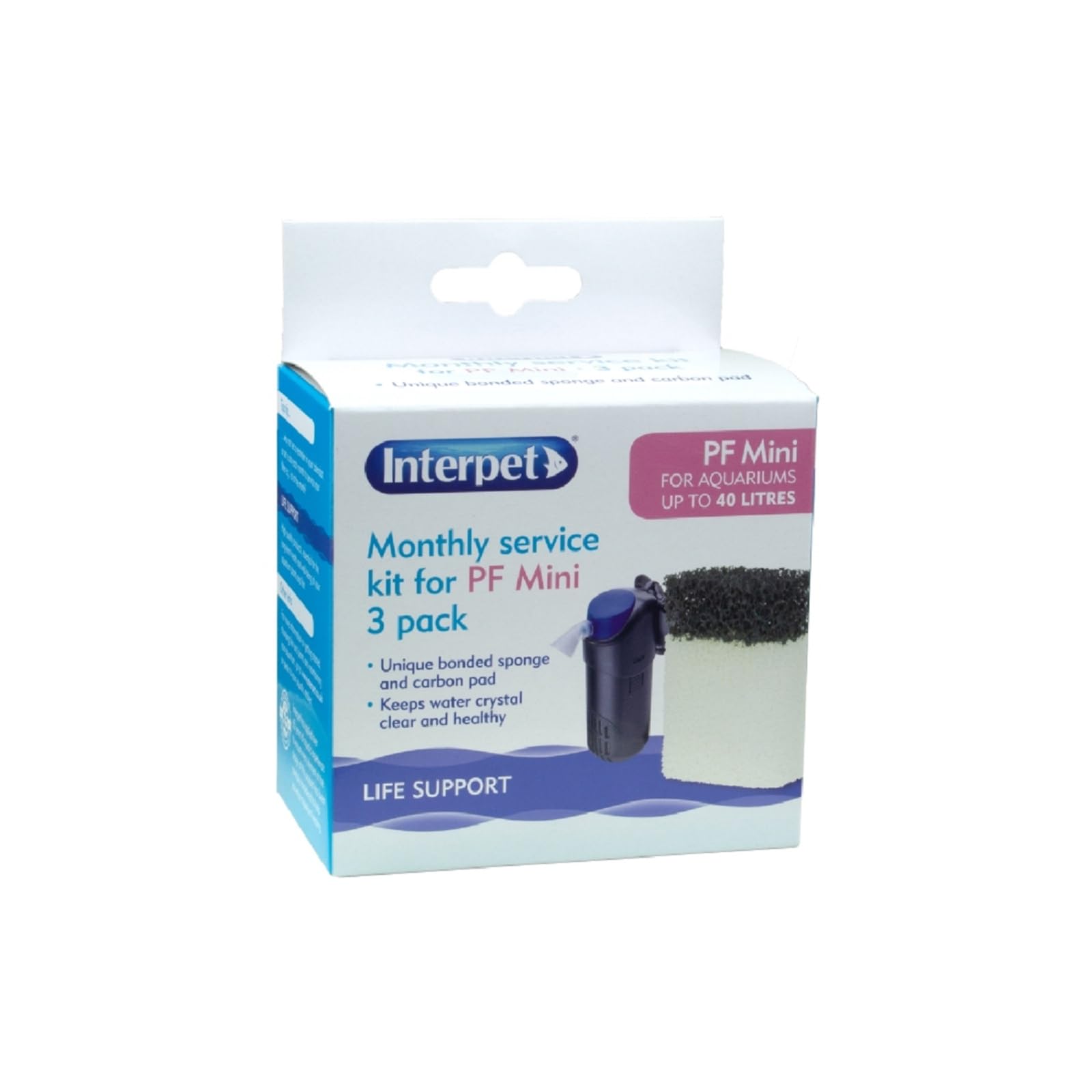 Interpet Monthly Service Kit for PF Mini Aquarium Power Filter | Replacement Sponges & Carbon