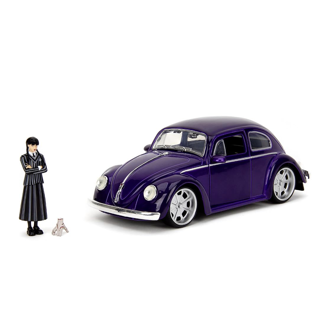 Jada Toys The Addams Family - Wednesday Addams 1972 Volkswagen Beetle Die-Cast Vehicle with Figure 1