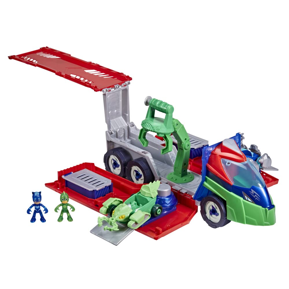 PJ Masks F21215S1 Deluxe Battle HQ Spielset – 2-in-1-Fahrzeugwerfer mit Hero ID-Technologie, ab 3 Jahren 1