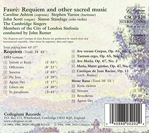 John Rutter, The Cambridge Singers, City of London Sinfonia - Faure: Requiem [CD] 4