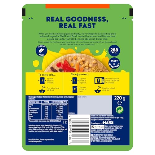 Ben's Original - Moroccan Style Chickpea & Raisin Lunch Bowl with Bulgur Wheat & Rice Ready Meal (6x 220g)