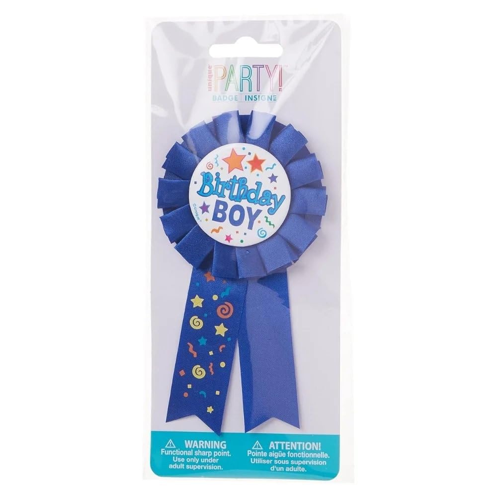 Unique Birthday Boy Multicolor Award Badge - 1 Count | 17cm x 8cm | Plastic 4