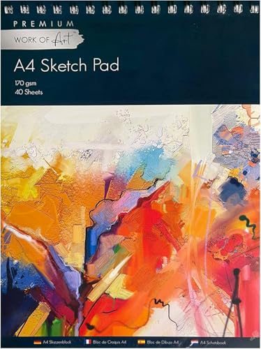 EasyNote A4 Artists Sketch Pad - 170gsm Cartridge Paper, 40 Sheets Spiral Bound 3