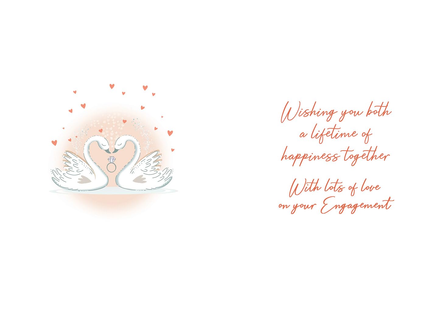 Piccadilly Greetings Engagement Card - Swans Design | 7 x 5 Inches | Pastel Pink