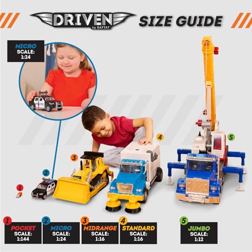 DRIVEN by Battat Micro Cement Mixer Truck - 1:48 Scale Interactive Toy with Lights & Sounds, Ages 3+ 11