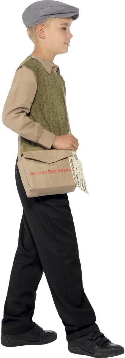 Smiffys Evacuee Boy Kit - Green Dress Up Costume with Jumper, Hat, Bag & Tag 2