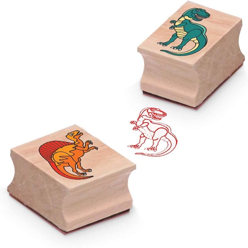 Melissa & Doug Dinosaur Stamp Set - 8 Stamps, 2-Color Inkpad & Colored Pencils, Ages 4+ 2