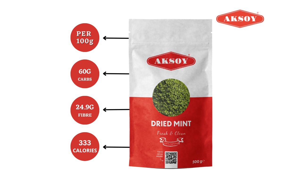 AKSOY Dried Peppermint Leaf - All-Natural Whole Spice for Tea & Cooking | 500g 8